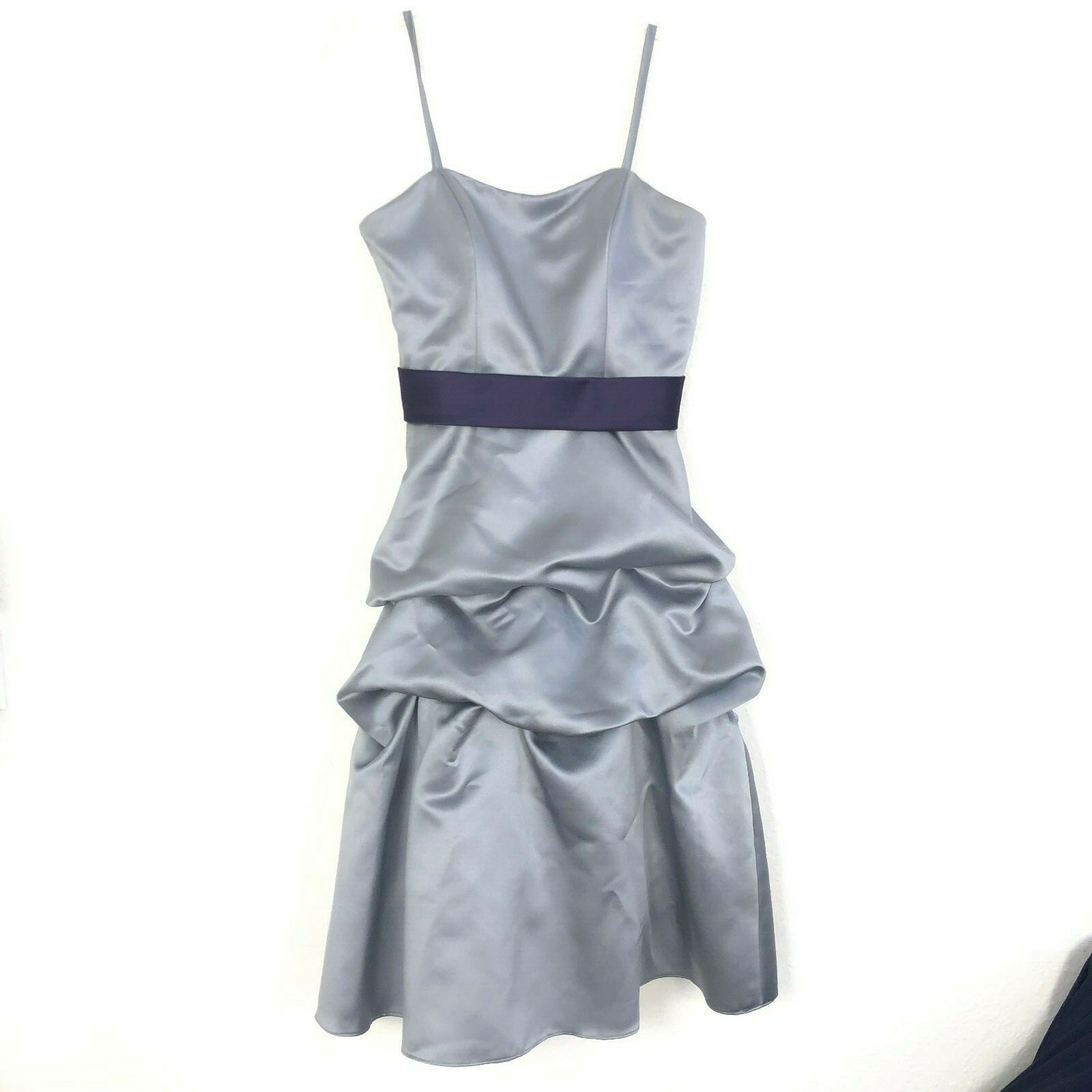 Impression Bridal women's Gray Silver Spaghetti strap bubble Dress sz 6 Gown AOK