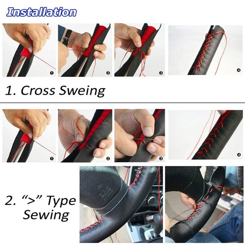 15" Steering Wheel Cover Genuine Leather Beige For Chevy Silverado 1500 2500 HD - Bild 4 von 12