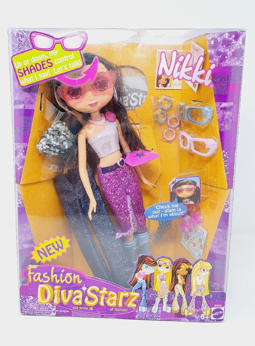 Mattel 2003 Fashion Diva Starz NIKKI Talking 12” Doll NOB