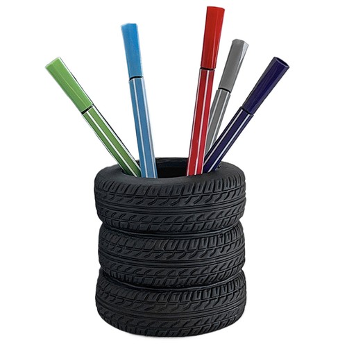 Pencil Holder Desk Organizer Tire-Shaped Desk Pen Holder Makeup Brush Holder - Picture 7 of 12