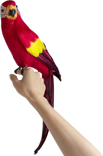 , 17.7 Inch Red Lifelike Artificial Birds Feathered Fake Shoulder Parrot Decor M - Picture 3 of 9