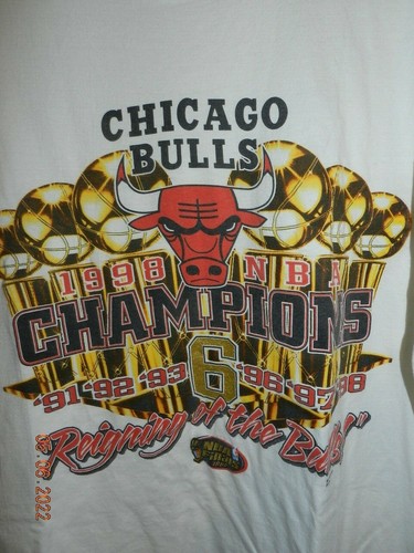 Rare 1998 Vintage Chicago Bulls 6 Time Championship T-Shirt XL - Picture 2 of 4