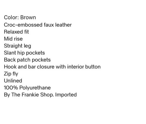 The Frankie Shop Bonnie Crock Effect Pants Trousers Black BPABON200-M MEDIUM 10 - Picture 10 of 18