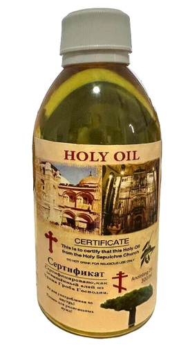 Holy Anointing Oil certified blessed in Holy Sepulchre Church 300ml Round