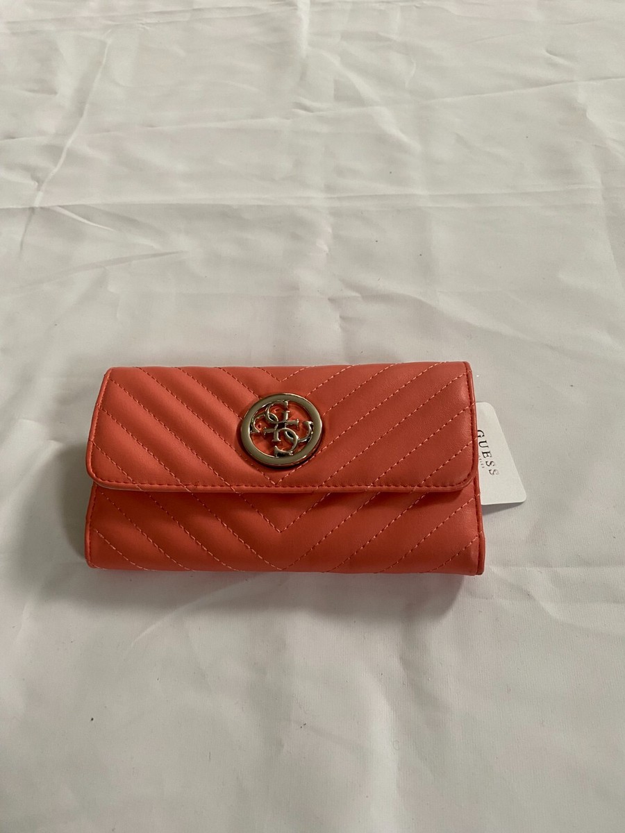 Brand New GUESS Womens Blakely Clutch Wallet 32410 Coral