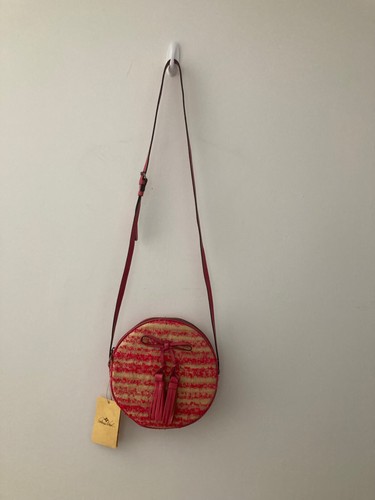 Patricia Nash Ebbe Bandolera Redonda Cartera Bolso de Mano Paja con Cuero Lazo Top Cremallera Nuevo con Etiquetas - Imagen 19 de 20
