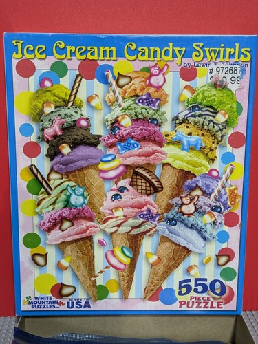 White Mountain Puzzle ICE CREAM CANDY SWIRLS #722S COMPLETE 550 Pieces 2010 - Picture 2 of 5