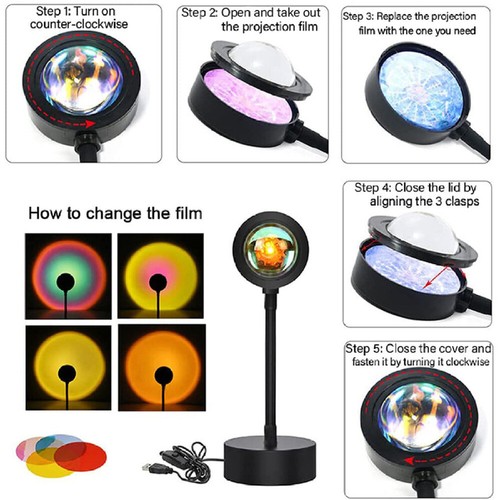 Sunset Lampe Sonnenlampe 180°Drehbar RGB 16 Farben 4 Beleuchtungsmodi Requisiten - Bild 7 von 12