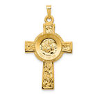 w/St Anthony Medal Pendant - 39mm Avariah Solid 14k Yellow Gold Cross