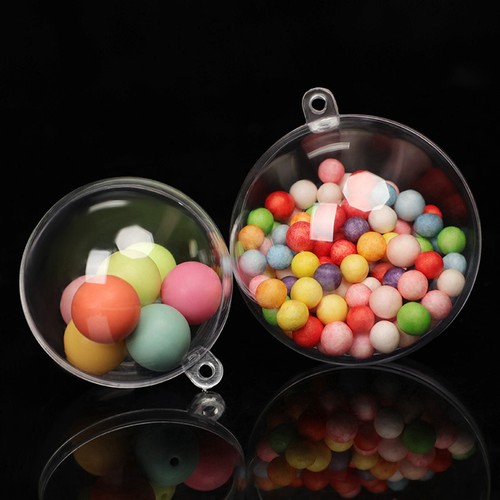 10pcs Clear Plastic Small Balls 2-part Spheres Bauble Favours Wedding Xmas Craft - Picture 2 of 5