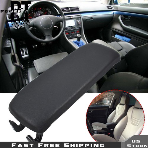 Armrest Center Console Lid Cover Fit For 2004-08 Audi A4 S4 B7 Black hf Leather - Picture 17 of 18