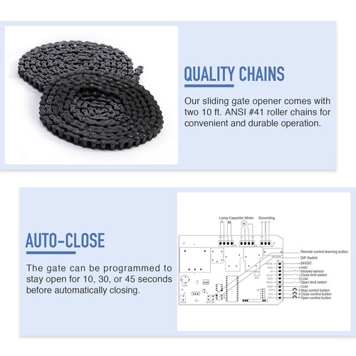 CO-Z 3300lb Automatic Sliding Gate Opener 550W w APP Control & 2 Remote Controls - Picture 12 of 24