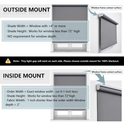 Cordless Roller Shades Blackout Blinds for Windows Room Darkening Rolled Up S... - Picture 6 of 7
