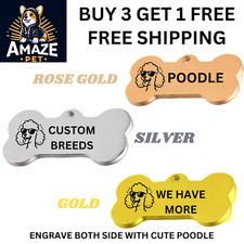 LASER ENGRAVING STAINLESS STEEL DOG CAT PET TAG - POODLE BREEDS - BOTH SIDE