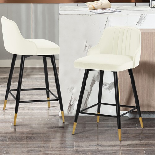 2/4x Velvet Bar Stools Swivel Breakfast Chair Kitchen Cafe Pub Chair w/Metal Leg - Picture 45 of 73