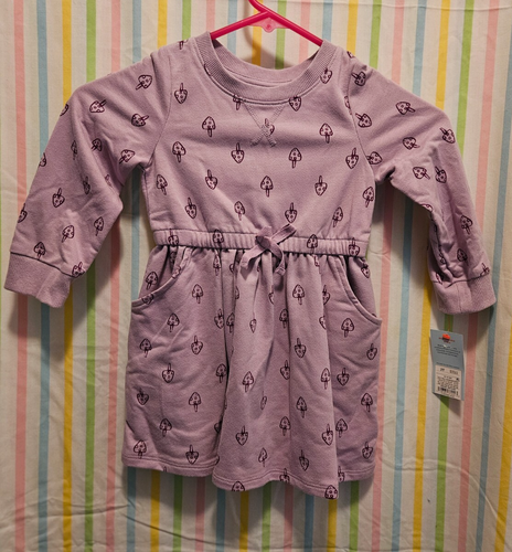 Cat & Jack Purple Mushroom Toddler Dress Sz 2T NEW w/Tags Elastic Waist &Pockets - Picture 1 of 5