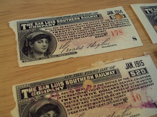 LOTE DE COLECCIÓN 1914-16 de Certificado/Bonos ORO~"The SAN LUIS SOUTH RAILWAY CO"~CA~ - Imagen 2 de 6