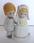 Vintage Wedding Cake Topper Lefton 1982 The Christopher Collection Boy Girl 3"