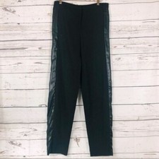 Halston Heritage Tuxedo Pants Satin Stripe Black with Pockets 2