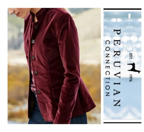 Chaqueta Blazer Peruvian Connection Borgoña Windermere Pana Talla 4 - Imagen 1 de 12