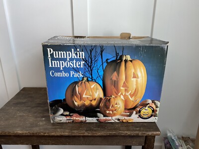 pom＊【新品】AmeriVINTAGE/MANY WAY FAKE BO Gemmy Industries Pumpkin Imposter 3 Pack Lighted Jack o Lanterns W