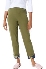 Isaac Mizrahi Live Petite 24/7 Stretch Pants w/Printed Cuff Green