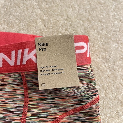 NEW Nike Shorts Womens Extra Large Pink Pro Spacedye Compression 3" High Rise - Picture 6 of 10