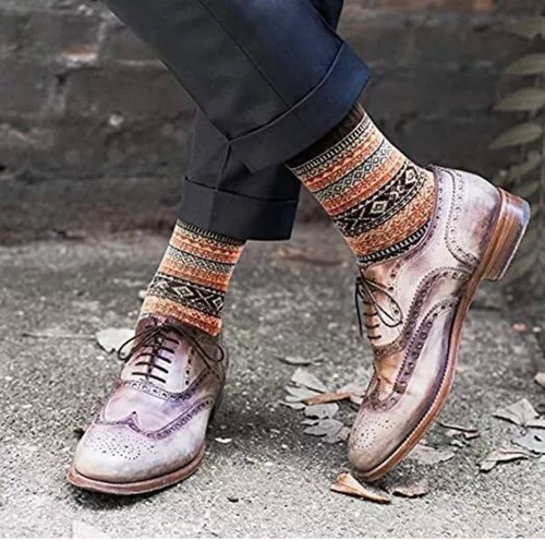 Socks 5 Pairs Winter Thick Warm Nordic Wool Blends Vintage Thermal Crew Socks - Picture 7 of 17