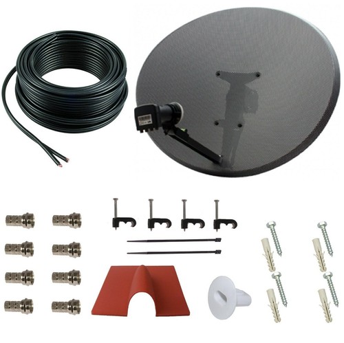 80cm zone 2 satellite dish & quad lnb + 30m twin black kit For Freesat / Sky - Picture 4 of 4