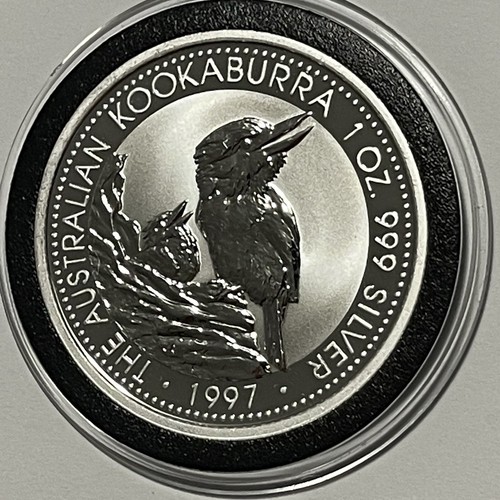 Moneta rara da collezione Kookaburra australiana 1997 1 oncia troy .999 tondi argento fine - Foto 13 di 16