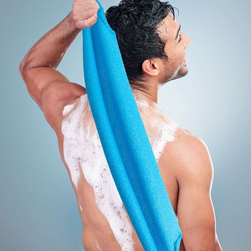 Bath Towel Shower Back Scrubber Skin Exfoliating Body Brush Washing Cloth Strip - Picture 3 of 16