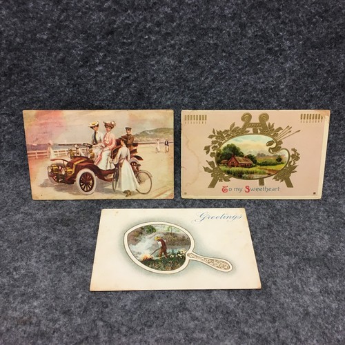 3 Vintage Greetings To My Sweetheart Scenic Post Cards 2 Posted 1 Unposted USED - Picture 1 of 12