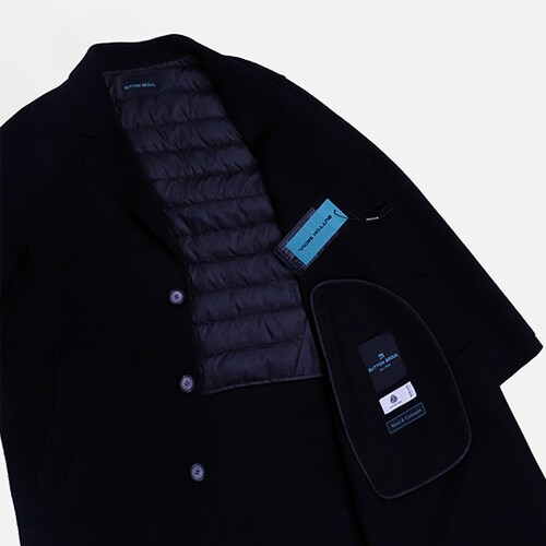 B Seoul Handmade Mens Wool Cashmere 30% Duck Down Duble Face Over Coat Jacket - Imagen 41 de 47