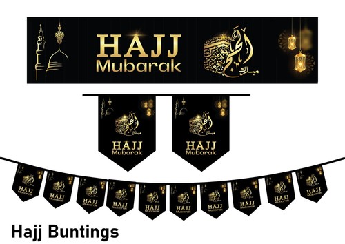 New Umrah Mubarak Black Set Banner Bunting decorative wall hanging 2023 - Picture 16 of 16