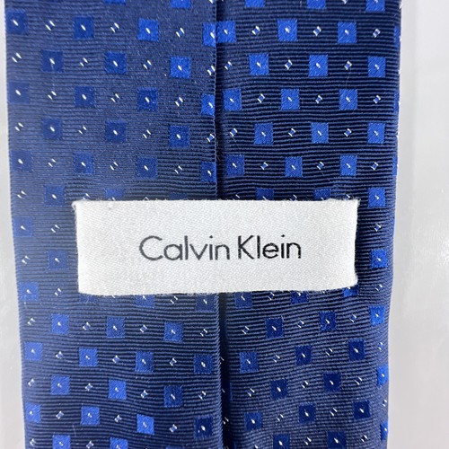 Calvin Klein Blue On Blue 100% Silk Geometric Tie - Picture 5 of 7