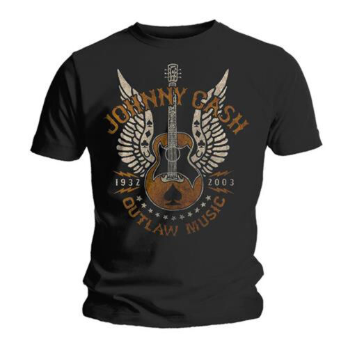 Johnny Cash Guitar Wings Outlaw Official Tee T-Shirt Mens - Imagen 1 de 1