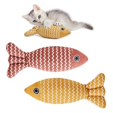 Fish Catnip Toys, Set of 2, Yellow, Red. Cat Toys for Indoor Cats.