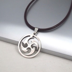 Silver Stainless Steel Ninja Weapon Pendant Braided Red Leather Tribal Necklace