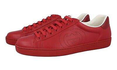 LUXURY GUCCI SNEAKERS SHOES 599147 AYO70 RED LEATHER NEW US 11 EU 44 44,5 