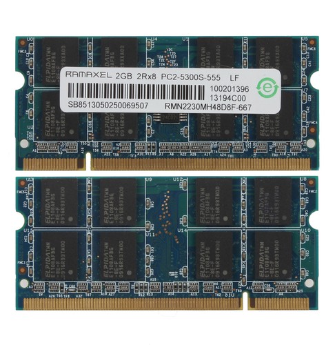 Ramaxel 4GB 2X 2GB 2 GB DDR2 667Mhz 2RX8 PC2-5300S 200pin Notebook SODIMM Memory - Picture 1 of 12