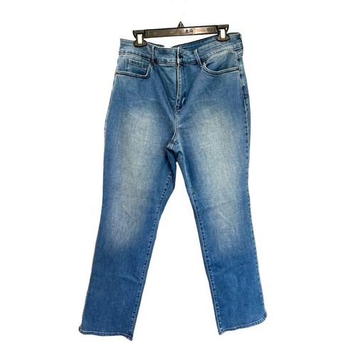 Pantalones de mezclilla NYDJ Marilyn pierna recta elásticos tecnología de pliegue lavado medio 16P - Imagen 1 de 6