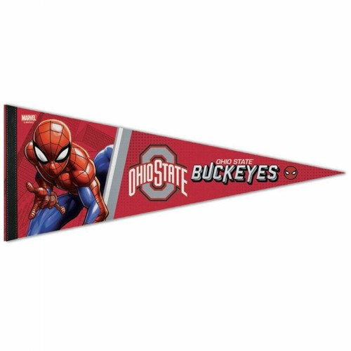 OHIO STATE BUCKEYES SPIDERMAN MARVEL PREMIUM QUALITY PENNANT 12"X30" BANNER - Picture 1 of 1