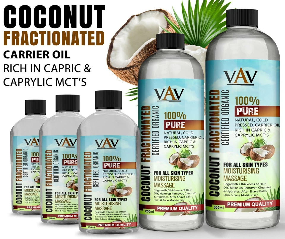 VAV Coconut Fractionated Oil Perfect for moisturising and massage High Quality UK