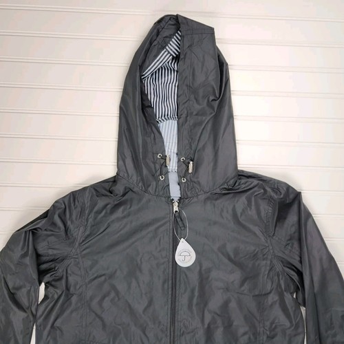 Big Chill Womens Sz L Full Zip Windbreaker Hooded Jacket Black Front Pockets NEW - Bild 2 von 17