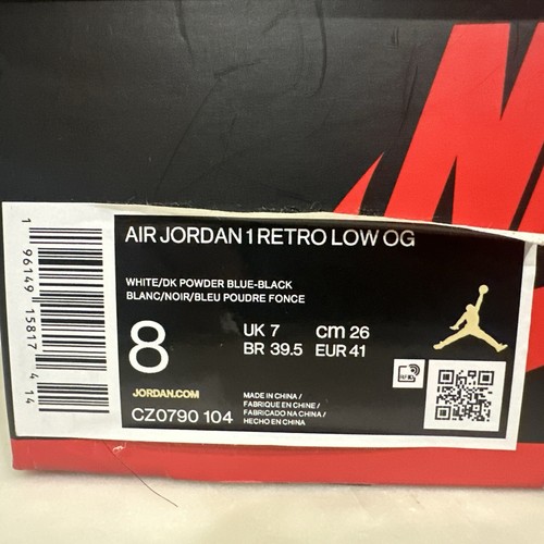 Nike Air Jordan 1 Retro Low OG weiß DK Pulver blau schwarz CZ0790-104 Größe 8 - Bild 9 von 10