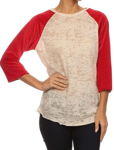 TShirt Christmas 3/4 Raglan Sleeve  Burnout Body Several Prints Red Black White - Bild 42 von 49