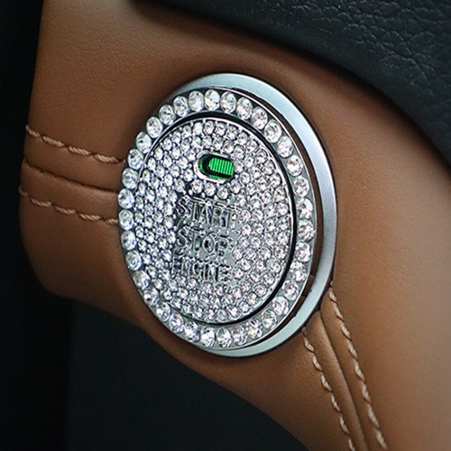 Car Decorative Button Start Switch Diamond Ring Bling Cap Cover Car Accessories - Picture 15 of 15