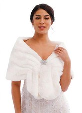 Women Wedding Faux Fur Shawl Wrap Bridal Fur Stole Scarf for Bridesmaids