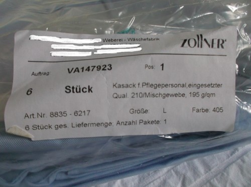 Berufskasack Schlupfkasack Gesundheitswesen Unisex Hellblau 6Stk. Gr. L, NEU/OVP - Bild 9 von 9