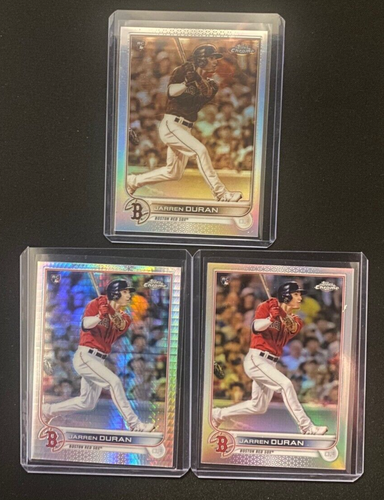 Jarren Duran 2022 Topps Chrome Rookie Card RC Lot (3) Sepia Prism Refractor - Picture 2 of 4